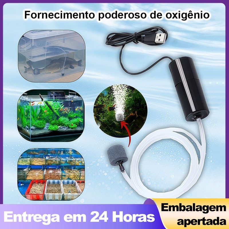 Bomba De /Ar Compressor Filtro Mini De Oxigênio Para Aquário USB Para Aquario De Peixes  Silencioso