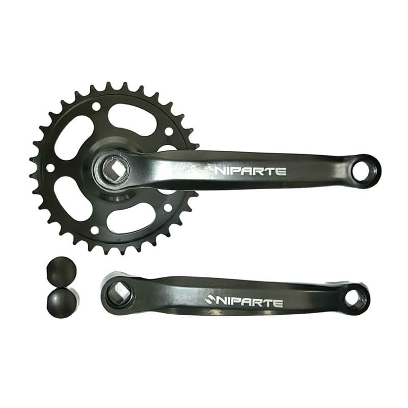 KIT Pedivela 170mm Bike NIPARTE De Aço C/Coroa Única 32,34,36 Dentes ponta quadrada na cor preta serve de várias marcas