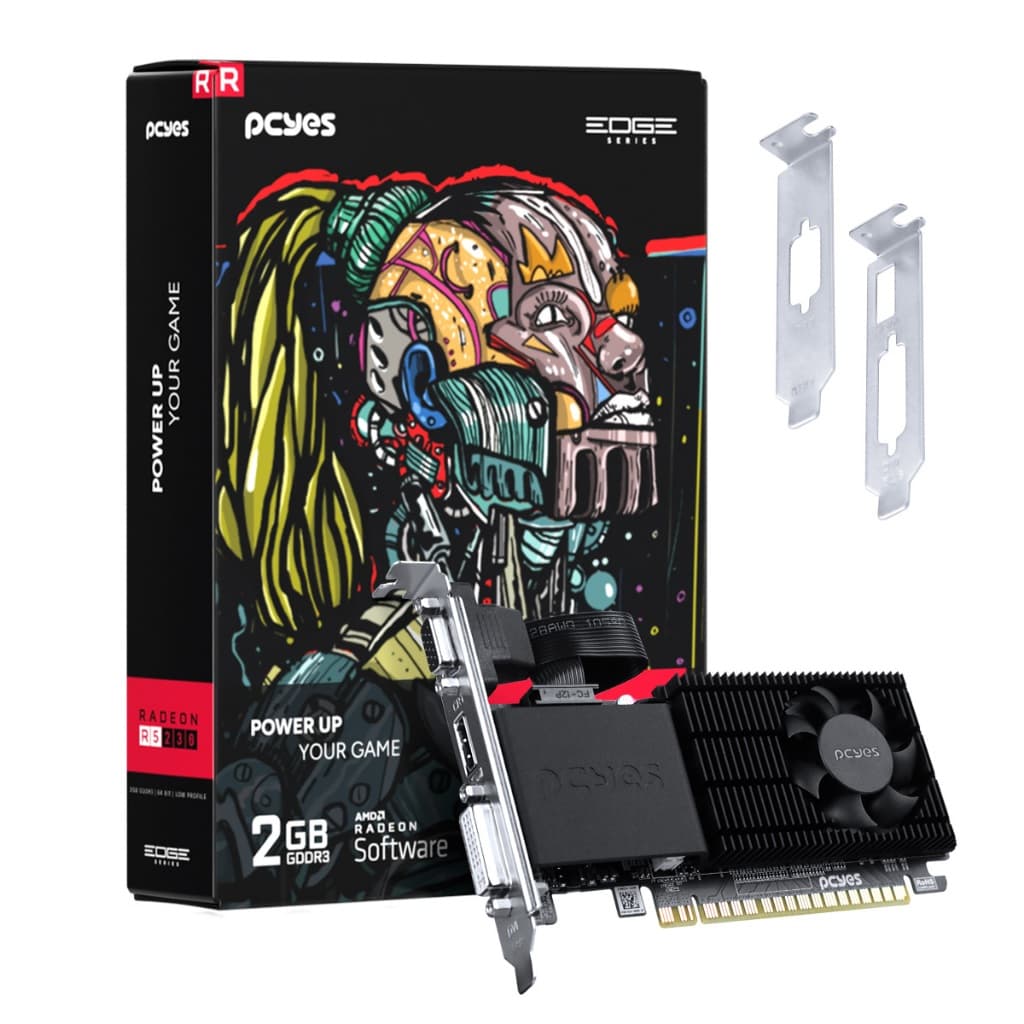 Placa De Vídeo R5 220 Pcyes Amd Radeon 2gb Ddr3 64 Bits low profile