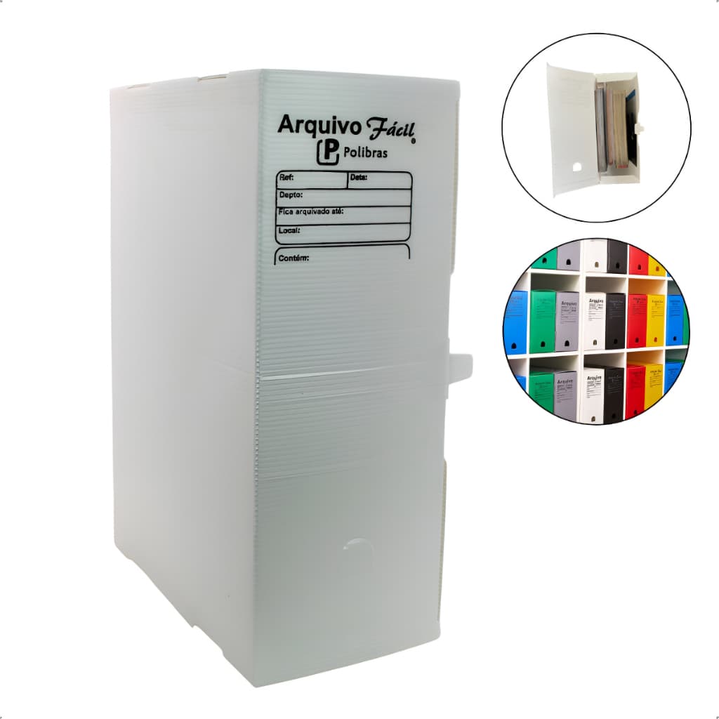 Kit Caixa Arquivo Morto Plástico Polionda Organiza Documentos A4 Ofício Diversas Cores Resistentes