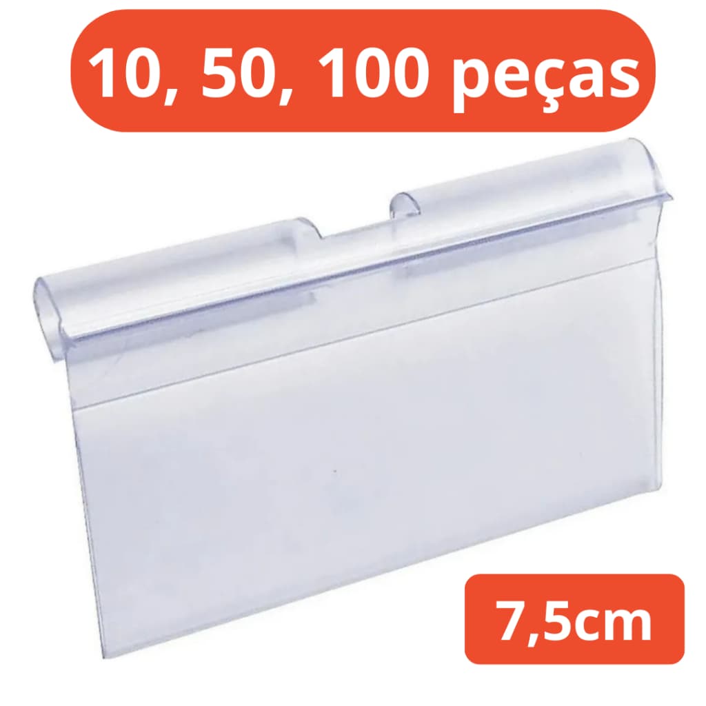 Kit Porta Etiquetas de Preço 7,5cm Display para Gancho Geladeira Expositor
