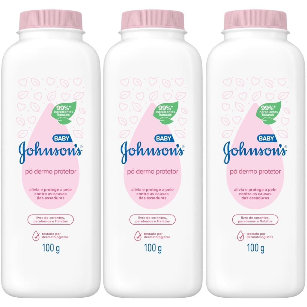 Kit 3un Talco Johnson’s Baby 100g cada - ROSA