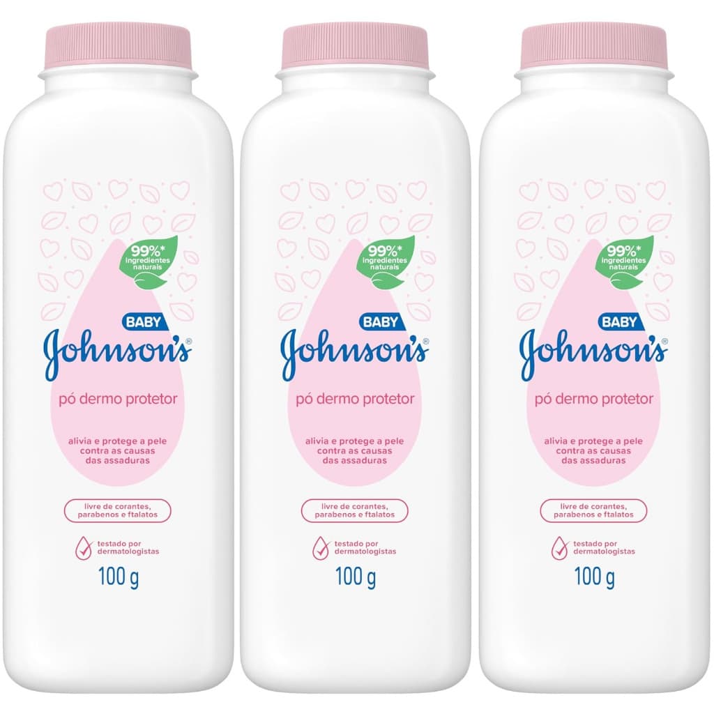 Kit 3 unidades Talco Johnson’s Baby 100g cada - ROSA
