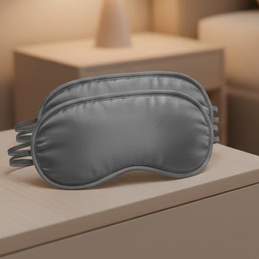 Kit 2 Máscara de Dormir Venda Lyor Elástico Cinza Poliéster Conforto Sono