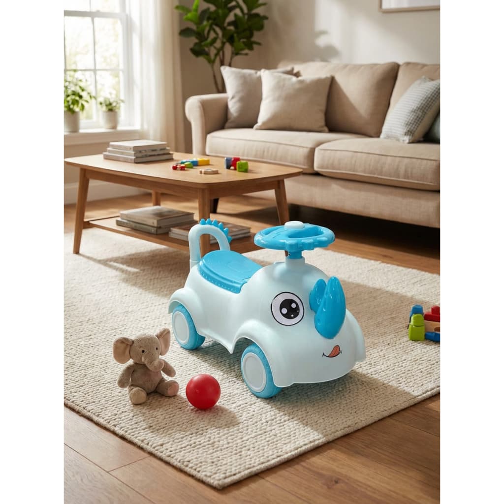 Andador Infantil Educativo Rinoceronte Azul Conforto Segurança Diversão Desenvolvimento
