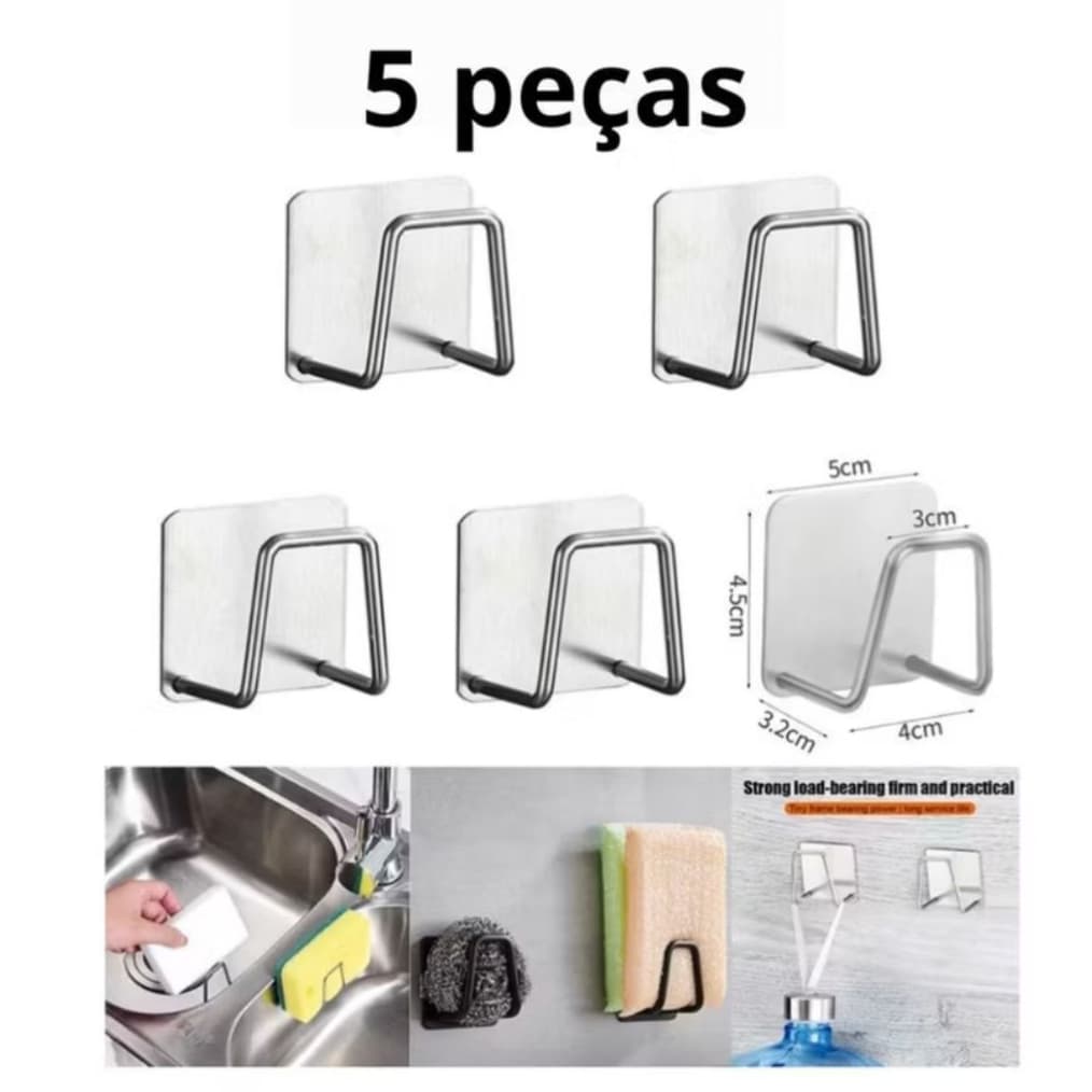Kit 2 Aço inoxidável Suporte Porta Esponja para bucha de pia Prateleira de cozinha