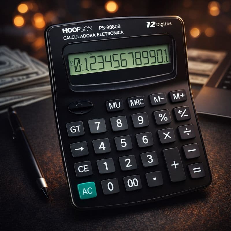 Calculadora Display Grande 12 Dígitos Visor Inclinado Memória Funções Teclas grandes e macias