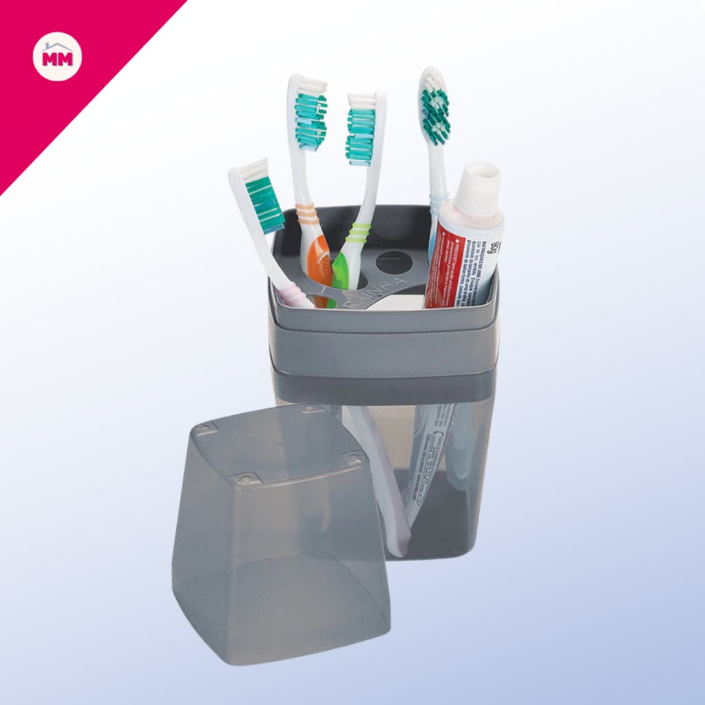 Porta Escovas e Creme Dental com Tampa e Organizador para Banheiro Higiênico