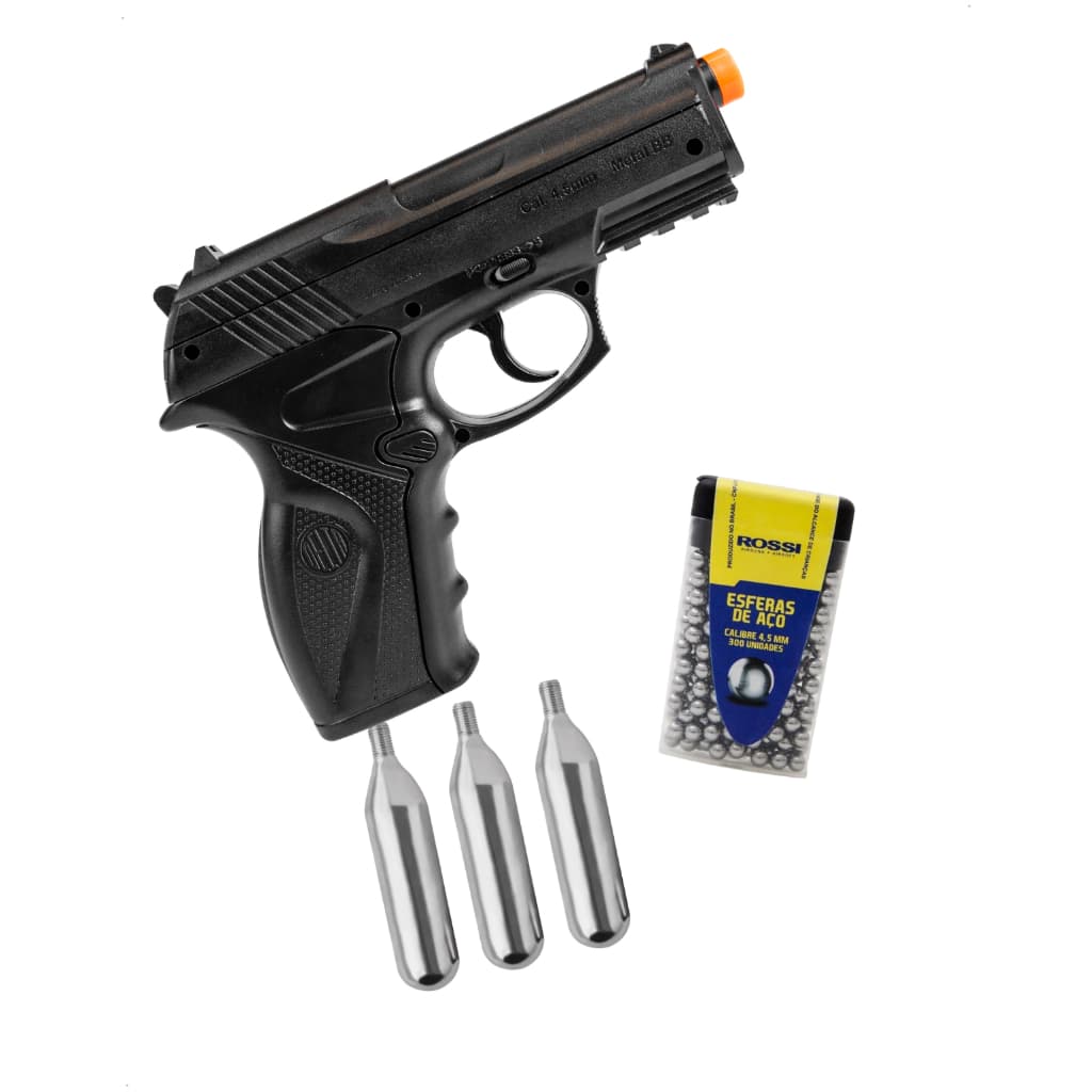 Pistola Pressão CO2 Rossi C11 4,5mm + Esferas Aço + Cilindros CO2