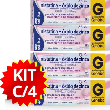 POMADA ASSADURA KIT 4 UN NISTATINA+ÓXIDO DE ZINCO 60G