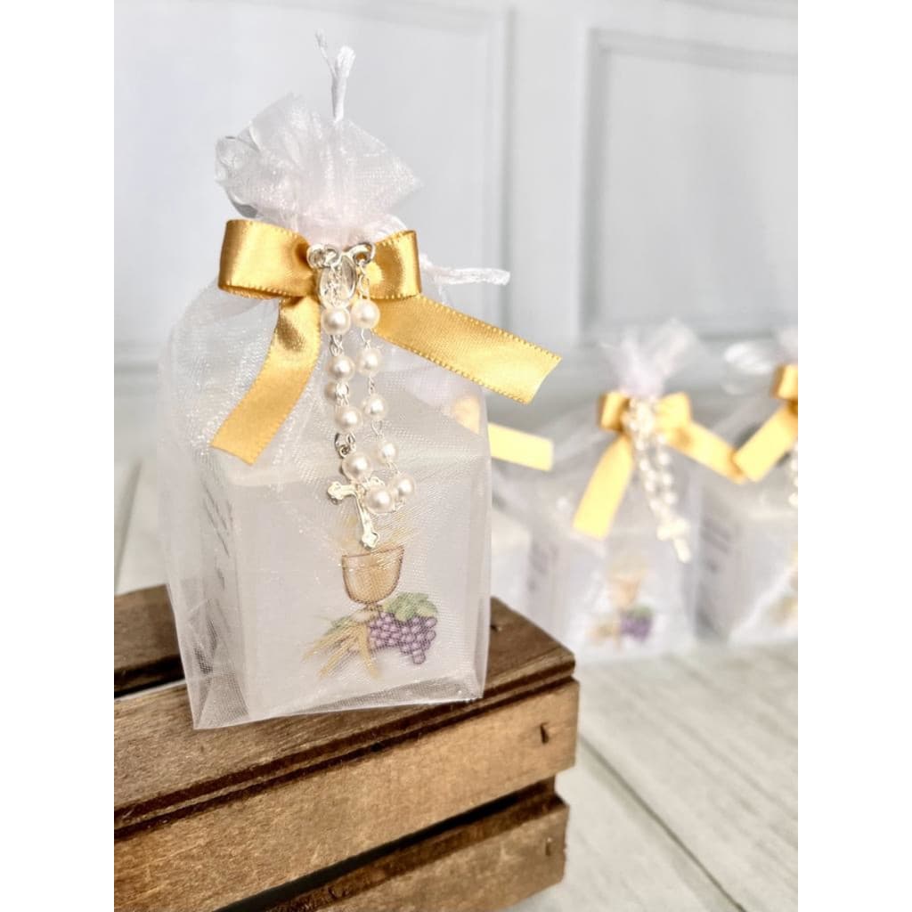 Vela lembrancinha Primeira comunhão Eucaristia com tercinho- KIT(ESCOLHA A QUANTIDADE)