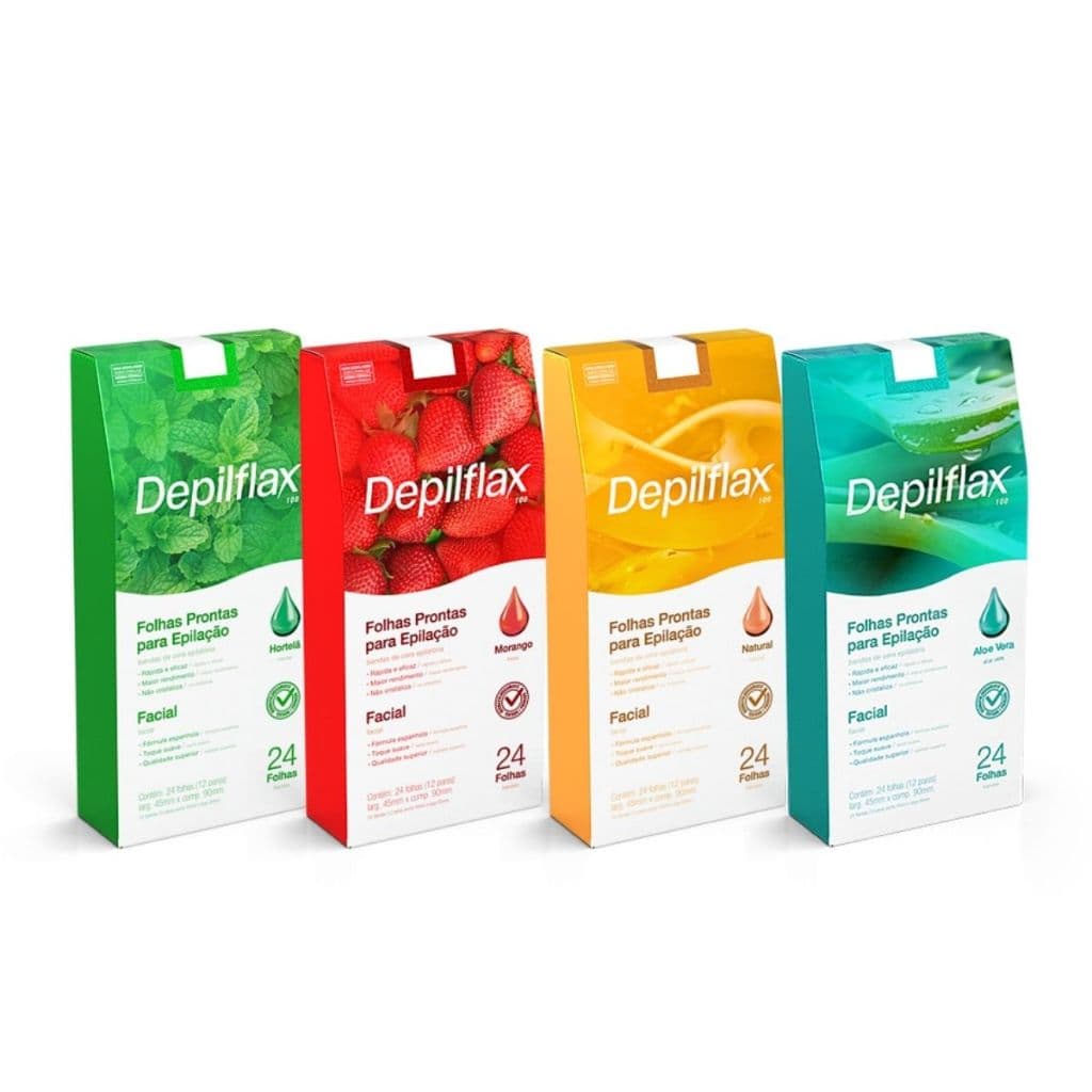 24 Folhas Prontas De Cera Depilatória Facial Depilflax