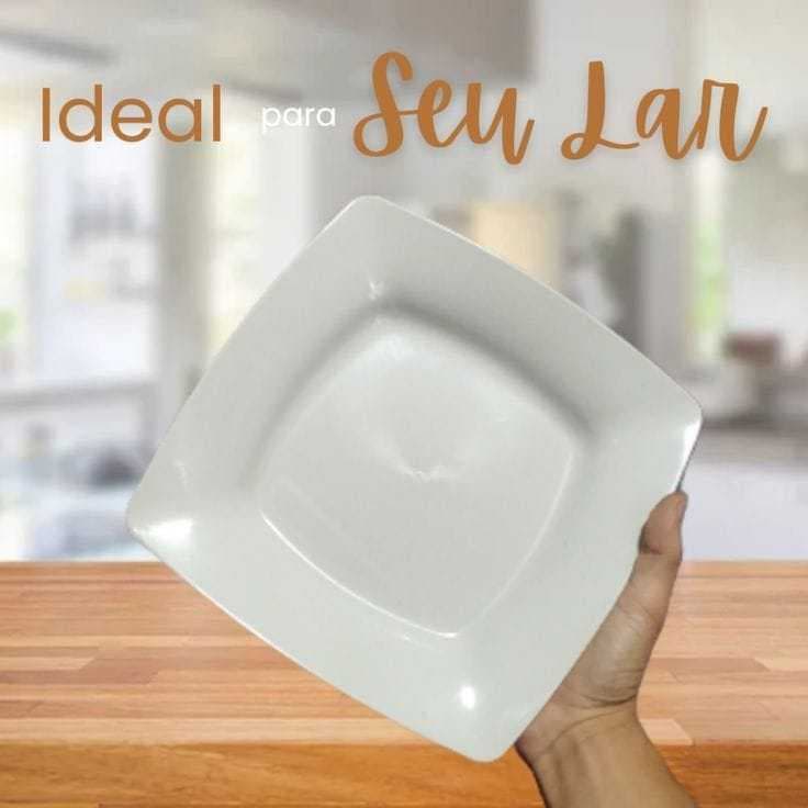 Kit 5,10,15, ou 20 Pratos Quadrados Refeição BRANCO(Plástico). Jantar/Almoço.