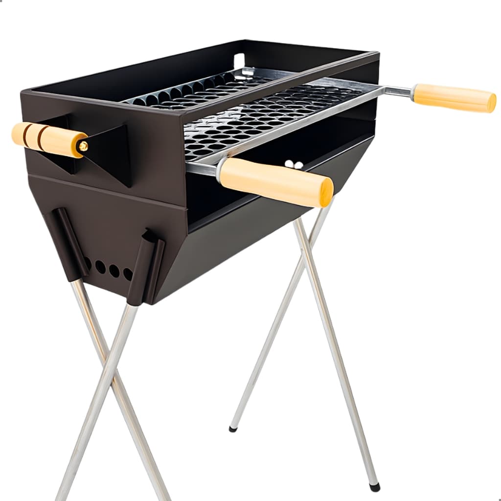 Churrasqueira a Carvão Aço Reforçado Com Grelha Inclusa 87cm Para Espetinho Espeteira Grande Preto