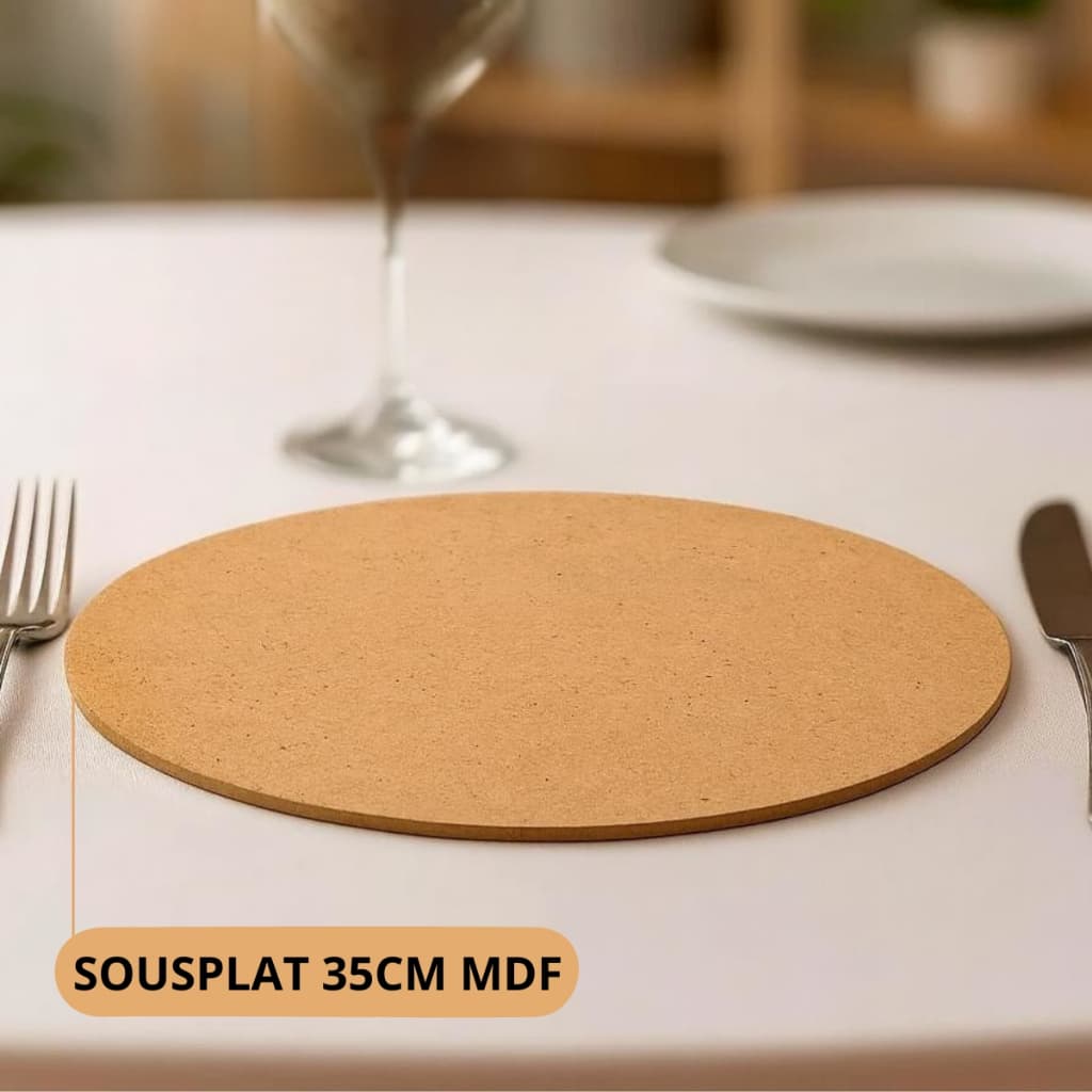 Kit Sousplat MDF 35cm Redondo Cru Pintavel Mesa Posta Artesanato Decoração Pratos Casamento Festa