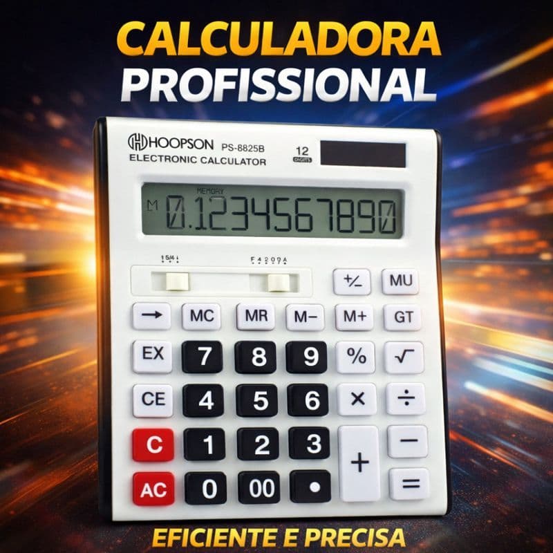 Calculadora Grande de Mesa com Memória 12 Dígitos Visor grande Ideal para Escritório e Escola
