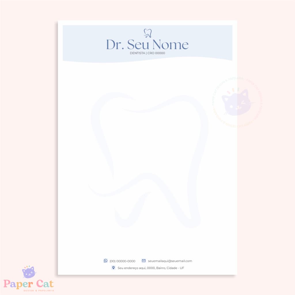 Bloco Receituário | Papel Timbrado | Odontologia | Personalizado | Tamanho A5 | 50 Folhas