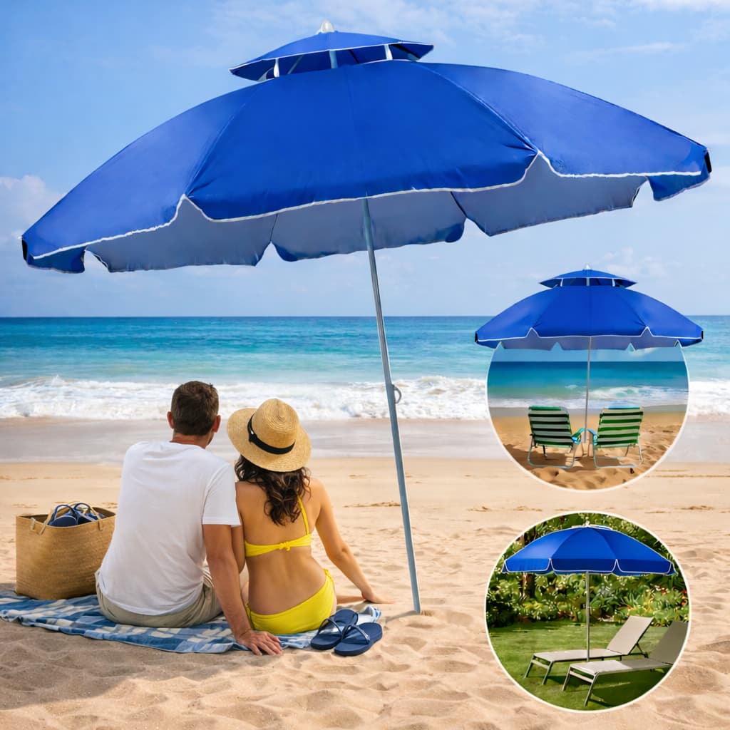 Guarda Sol Grande Gigante 2,40m Praia Verão Piscina Proteção UV Respirável Ombrelone Reforçado Top!!