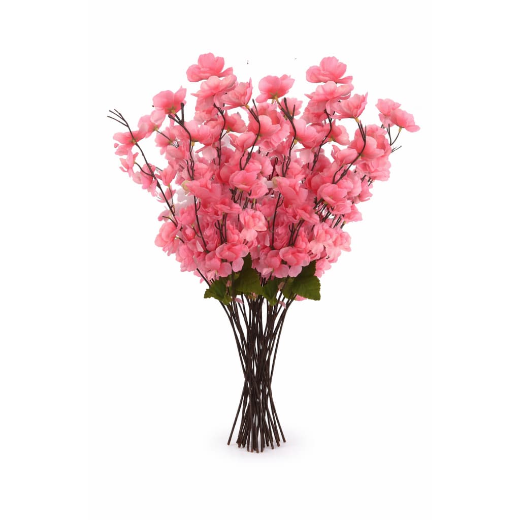 2 Buques Pessegueira Flor Cerejeira Artificial 6 Galhos