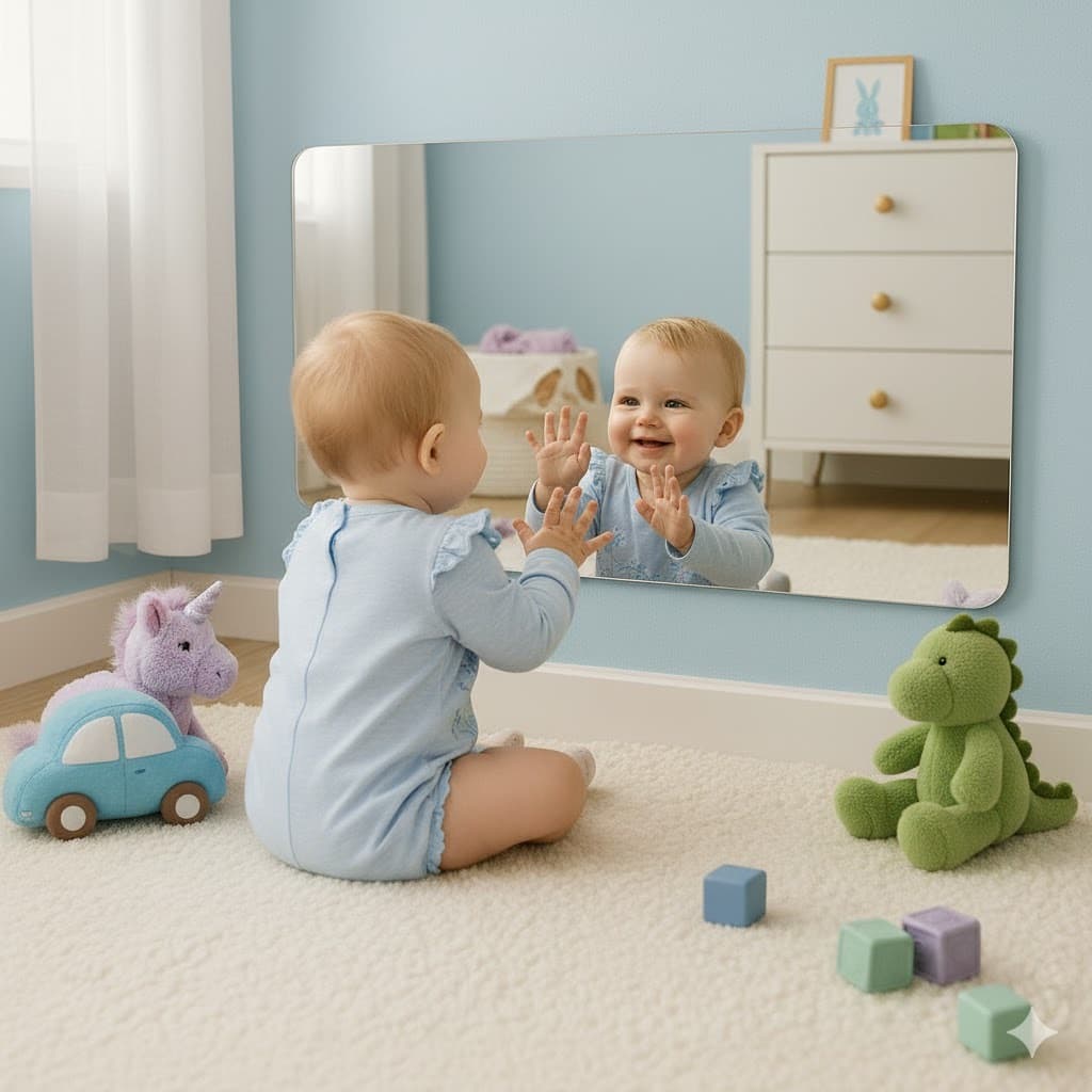 Espelho Montessoriano Infantil Seguro em Acrílico Quarto Sala Diversos Tamanhos