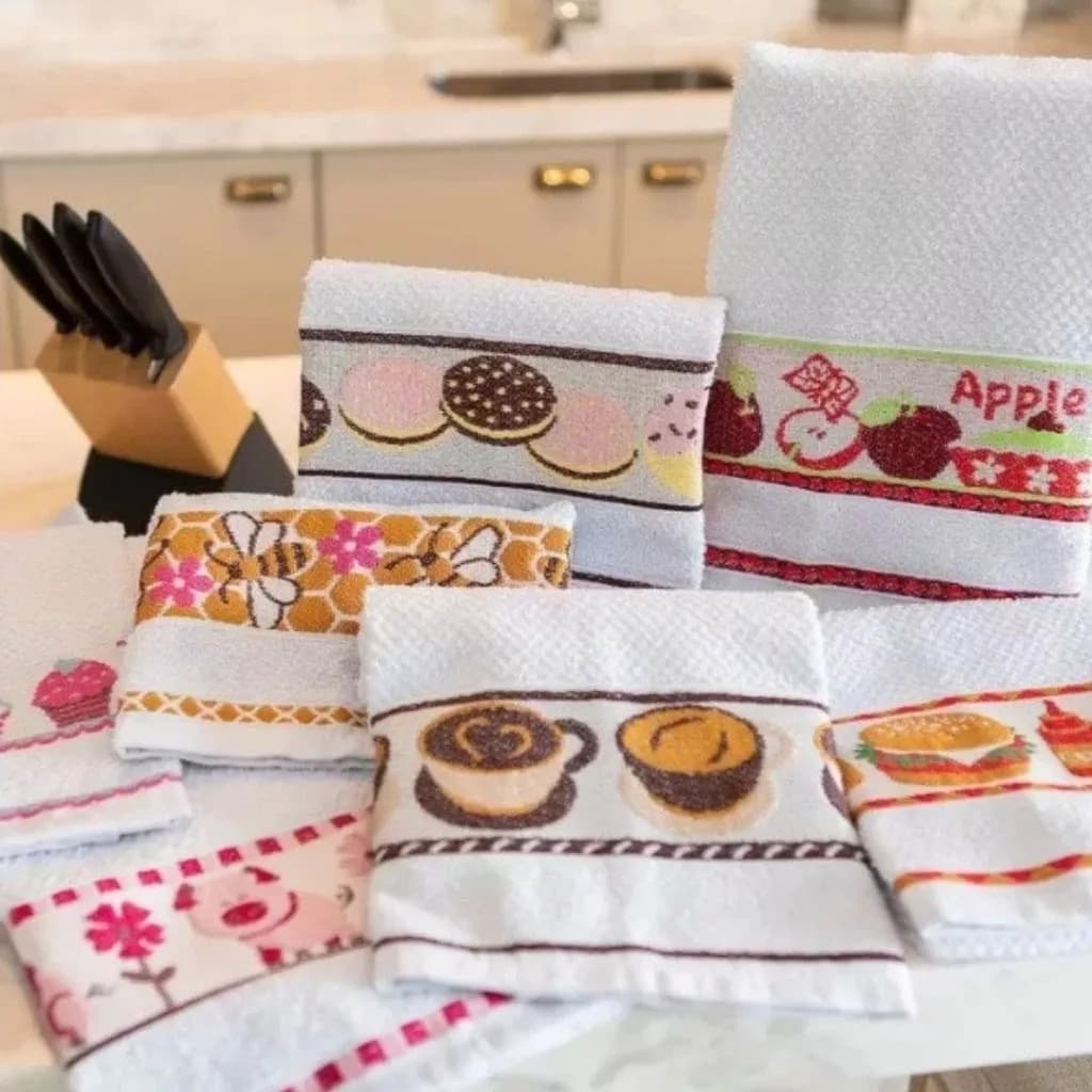 Kit 10 Panos de Prato/Copa Jacquard 100% Algodão 50x70cm | Coleção Kitchen