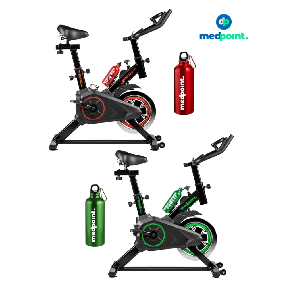 Bike Bicicleta Ergometrica Spinning treino em casa Medpoint Exercicio Monitor cardíaco Digital Vermelha Preta Verde