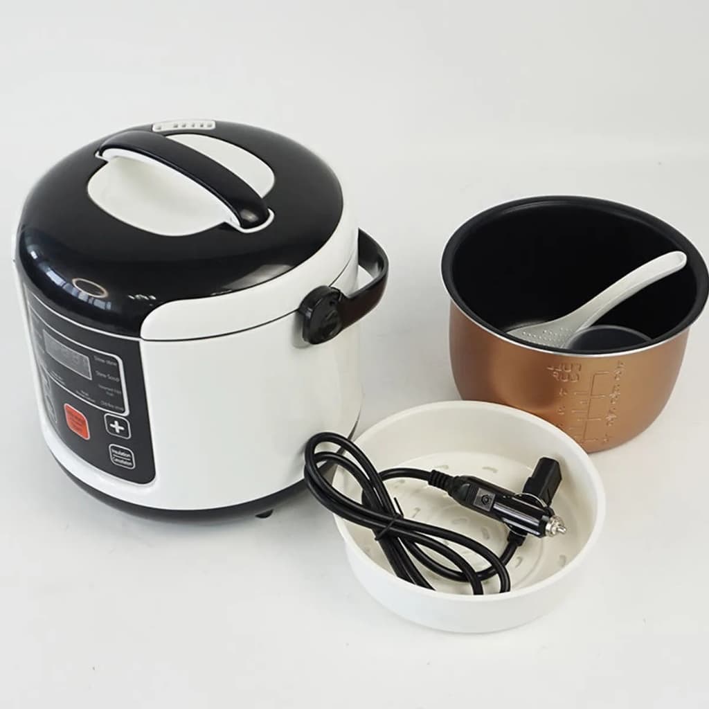 Panela De Arroz Elétrica Bivolt 12v e 24v 2 Litros Para Carro Caminhão Preto