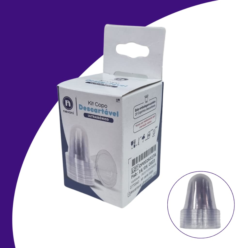 Kit 20 Copinho Inalador Nebulizador 13013S | Copo Reservatório para Medicamentos