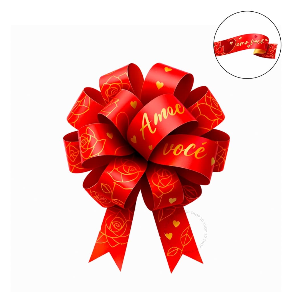 Fita Maxi Albano Eterno amor Vermelho Ouro 32mmx 100metros laço para Presente amor