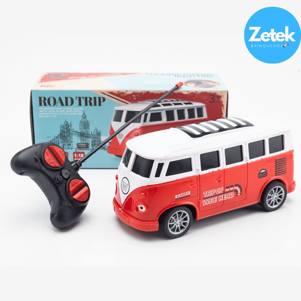 Carrinho Controle Remoto Kombi com Bateria Lítio Recárregavel Colecionável Presente