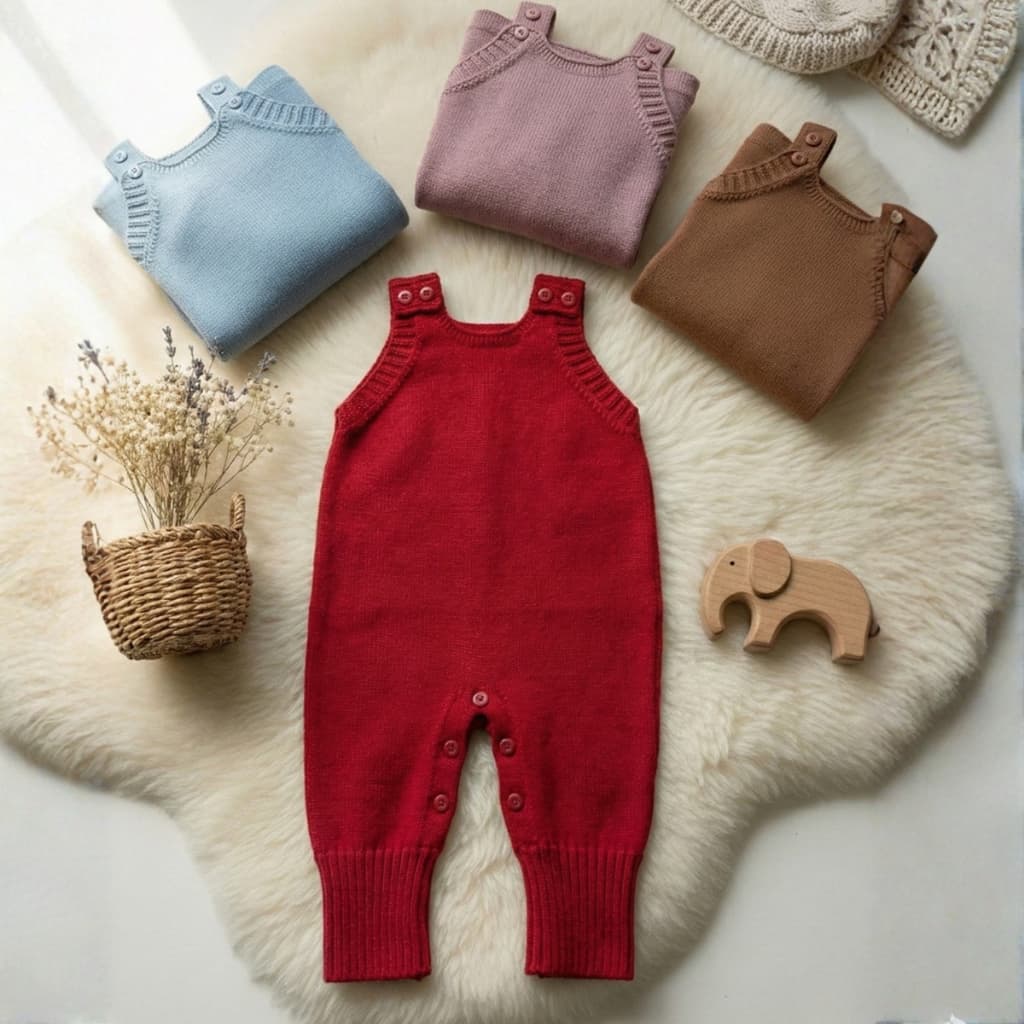 Macacão Jardineira Recem Nascido Tricot Premium AntiAlérgico Bebê Menina Menino