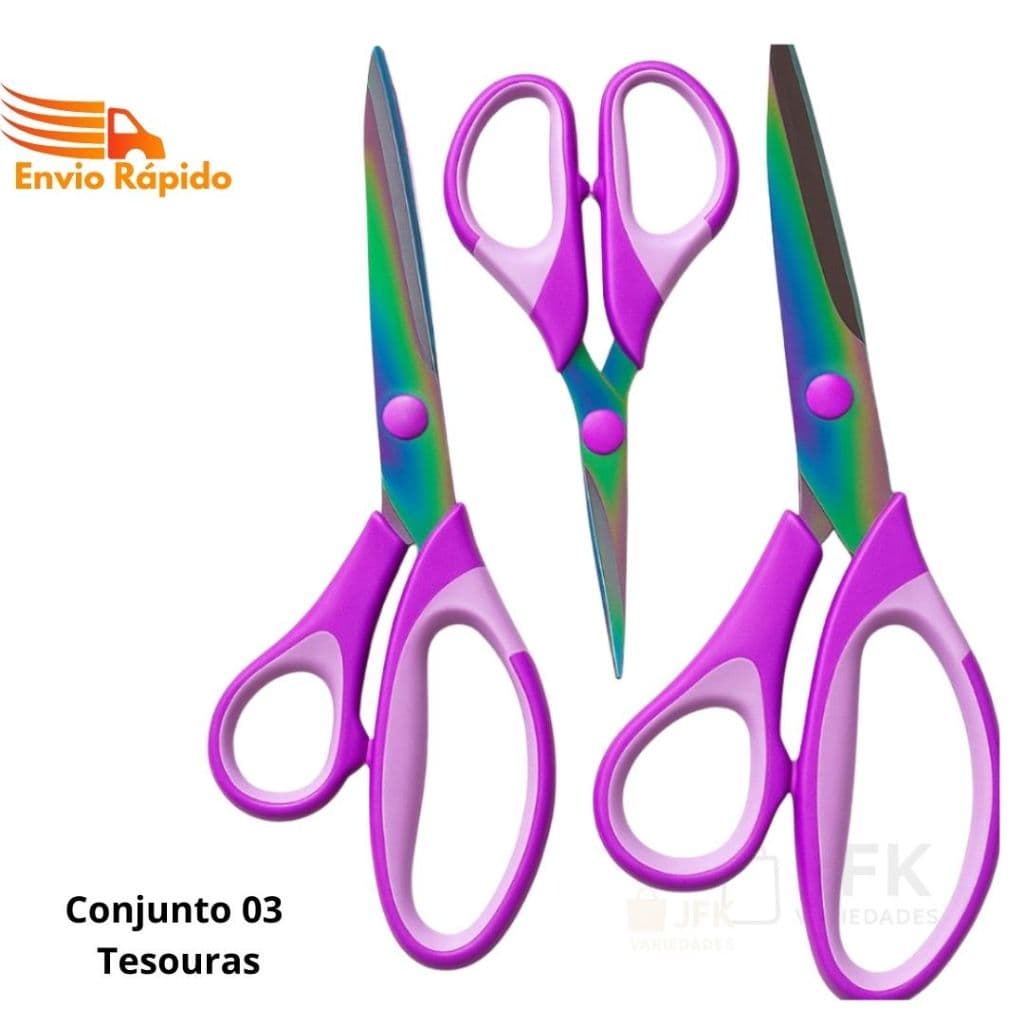 Kit Tesoura de Titânio Profissional 3 Unidades- A melhor do mercado -Lâminas de titânio