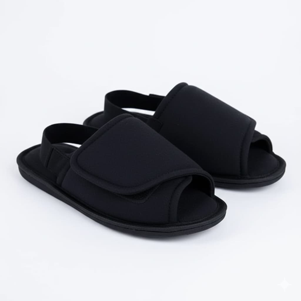 Chinelo pantufa regulável em velcro para idosos e diabéticos, ideal para cadeirantes, confortável, antiderrapante e anti