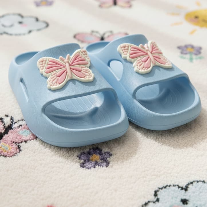 chinelo nuvem infantil  borboleta  macio confortável  antiderrapante