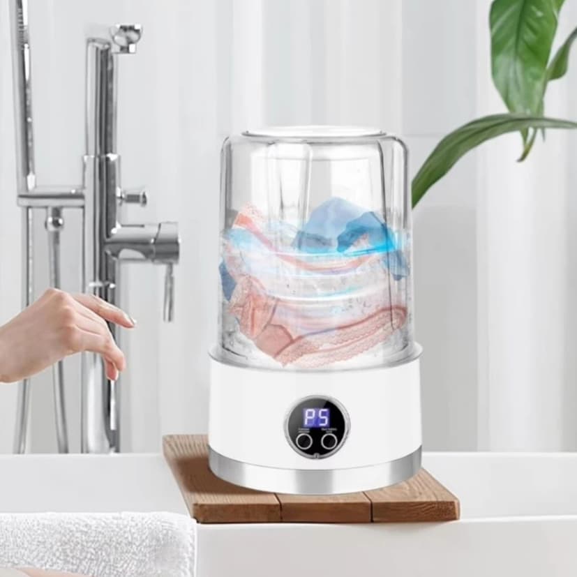 Mini Máquina de Lavar 1000ml Compacta Recarregável para Peças Íntimas Roupas Leves Meias e Bebê Portátil