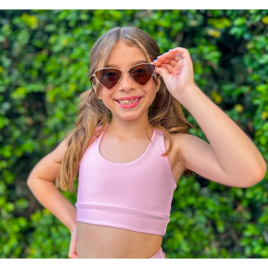 Top Infantil Fitness Menina Kids Roupa De Treino