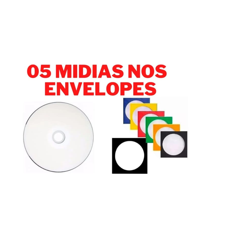 05 unidades de Mídia Virgem Printable DVD-R 4.7gb 120min 16x - Grava Jogo