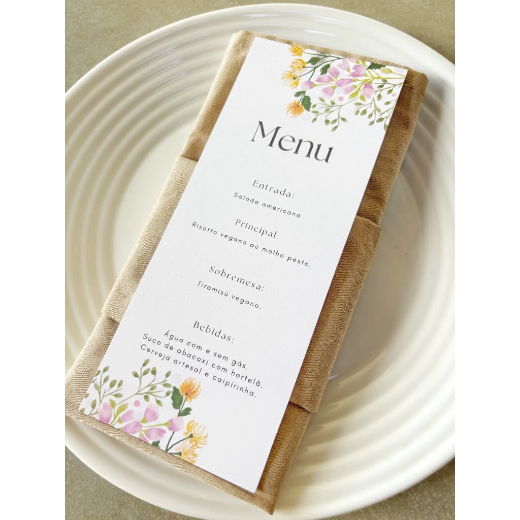Menu individual Personalizado para casamento, aniversario e eventos.