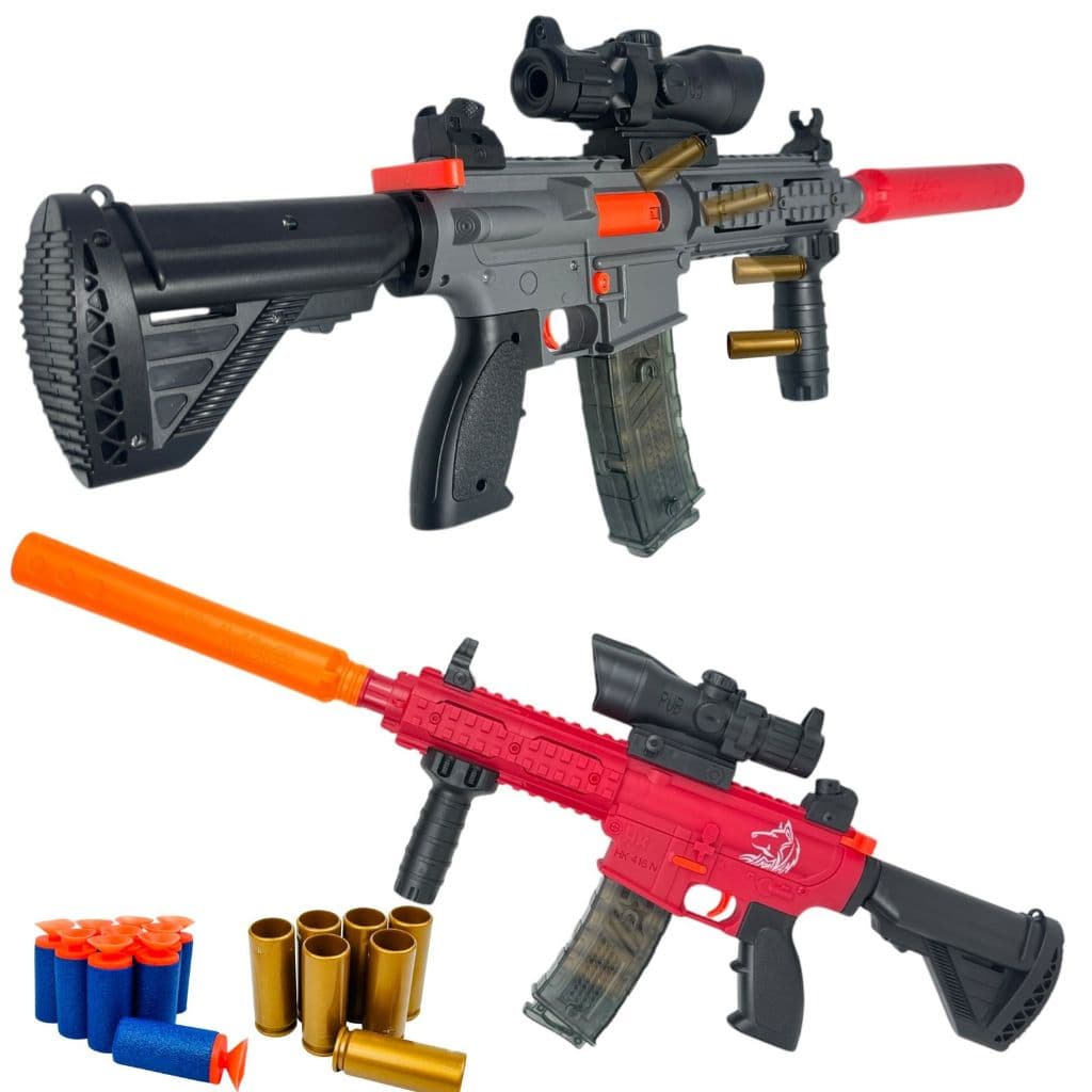 Brinquedo Lançador M16 Com Luneta Silenciador e Dardos Nerf