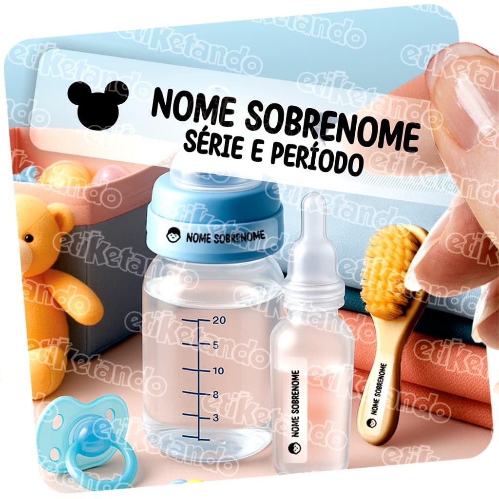 ✅ ETIQUETA TRANSPARENTE INFANTIL ⚠️ CABE NOME E SÉRIE 🌟PARA MATERIAL ESCOLAR 📐 50x10mm 50 UNIDADES