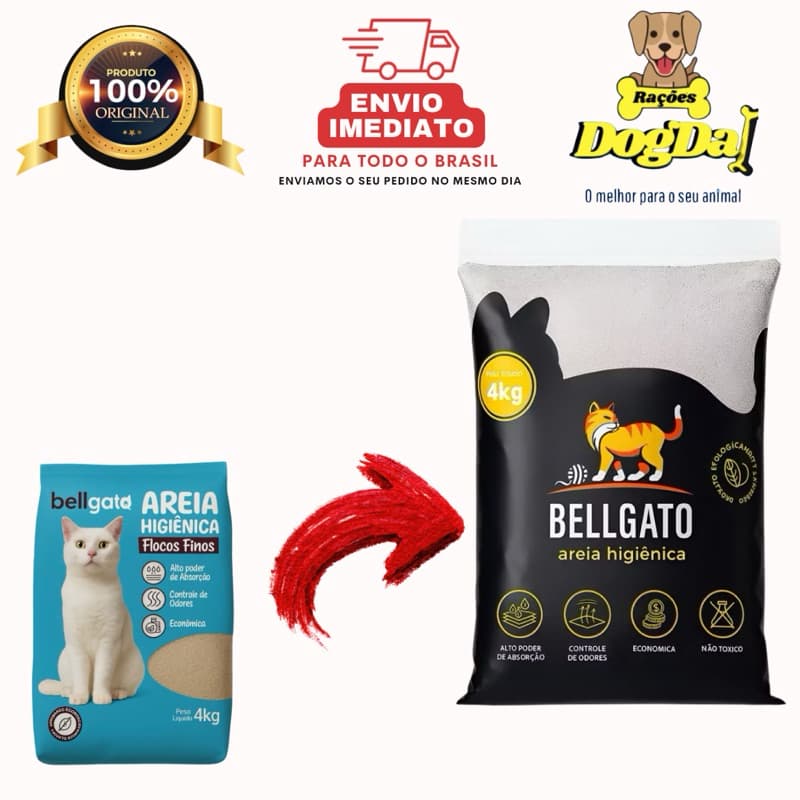 Kit 5 Areia Sanitária Bellgato EXTRA FINA 20kg – Anti Odor