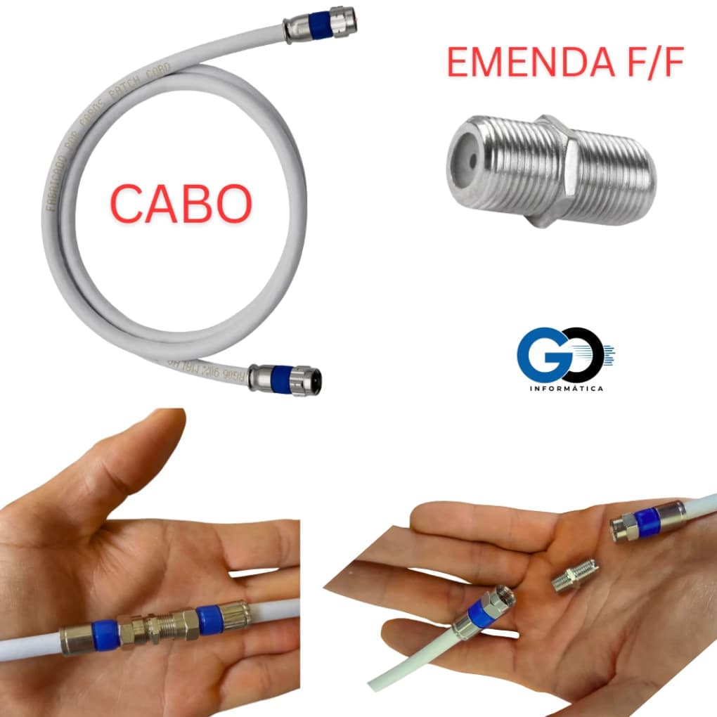 Cabo Coaxial para Antena de TV  + EMENDA grimpado pronto pra uso