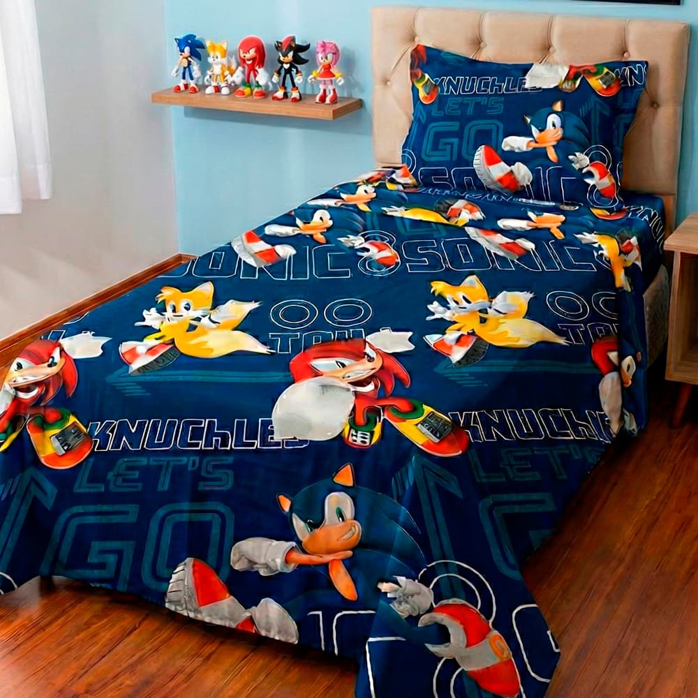 Jogo de Lençol Infantil Com Fronha Sonic Barbie Homem Aranha Stitch Carros