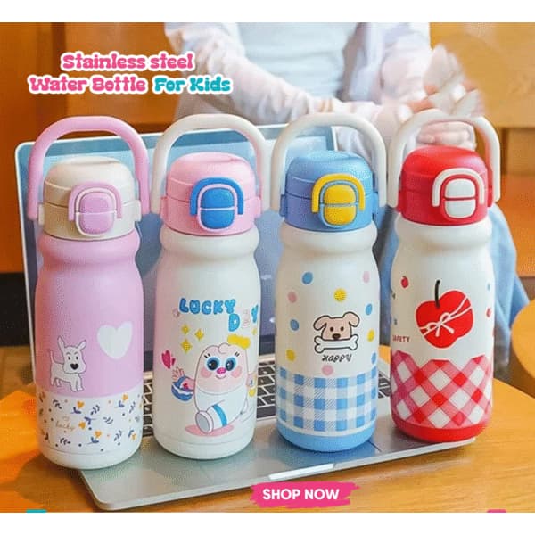 Garrafa térmica Infantil FoFO Com Canudo/Bico duplo 520ml aço inox para presente Crienca Escola--ZW