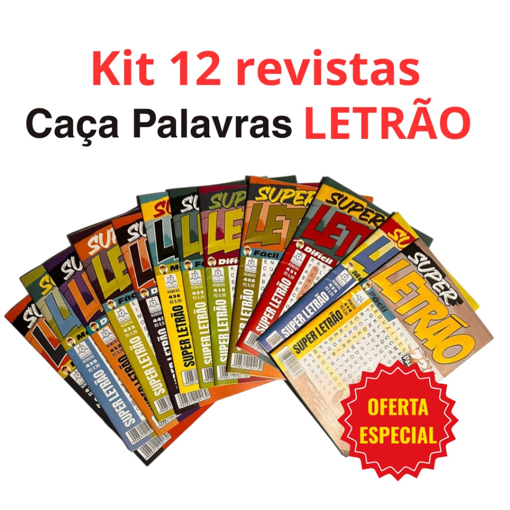 KIT COM 12 CAÇA PALAVRAS SUPER LETRÃO - ENVIO IMEDIATO