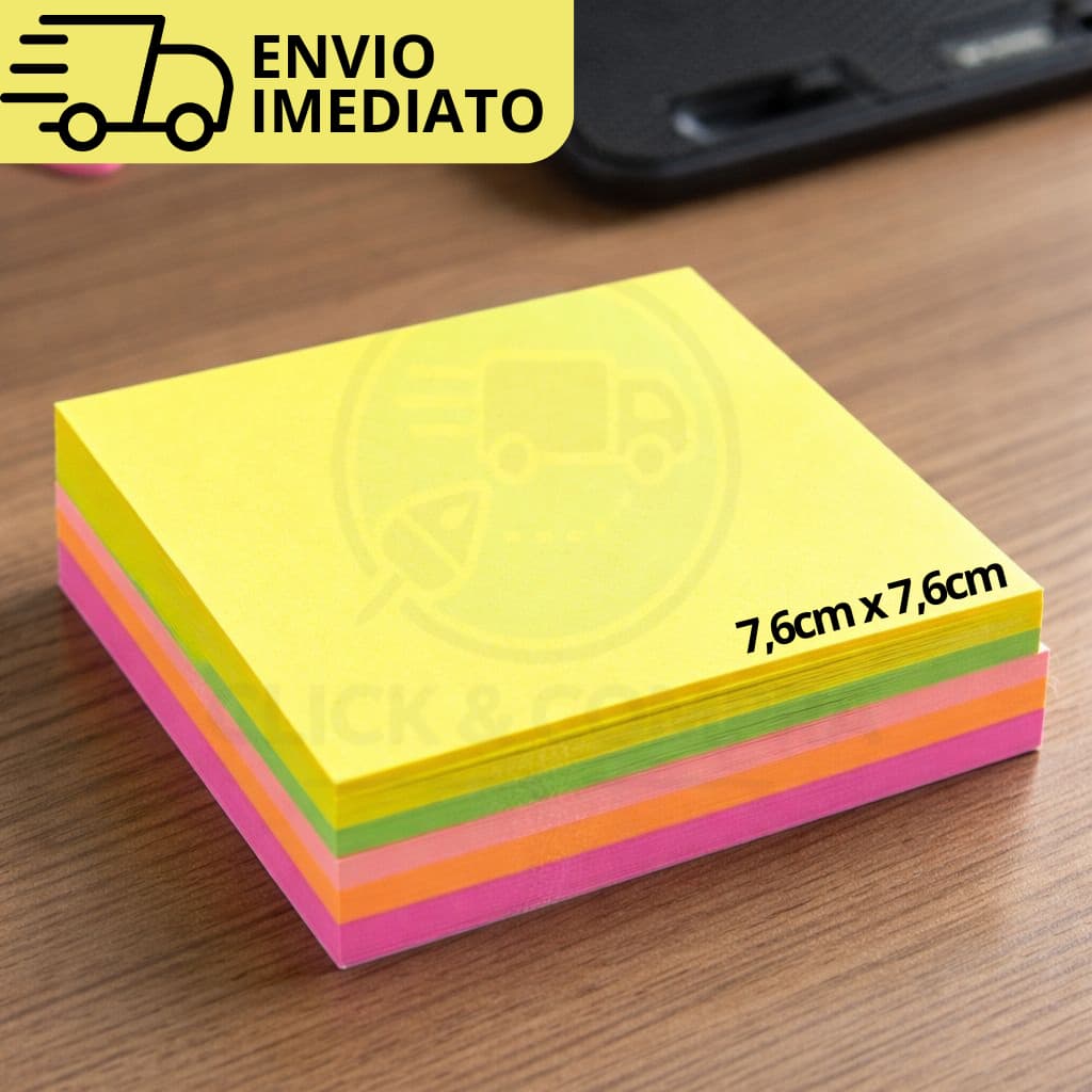 Bloco de Notas Adesivo 76x76mm Colorido 100 Folhas para Anotações e Recados