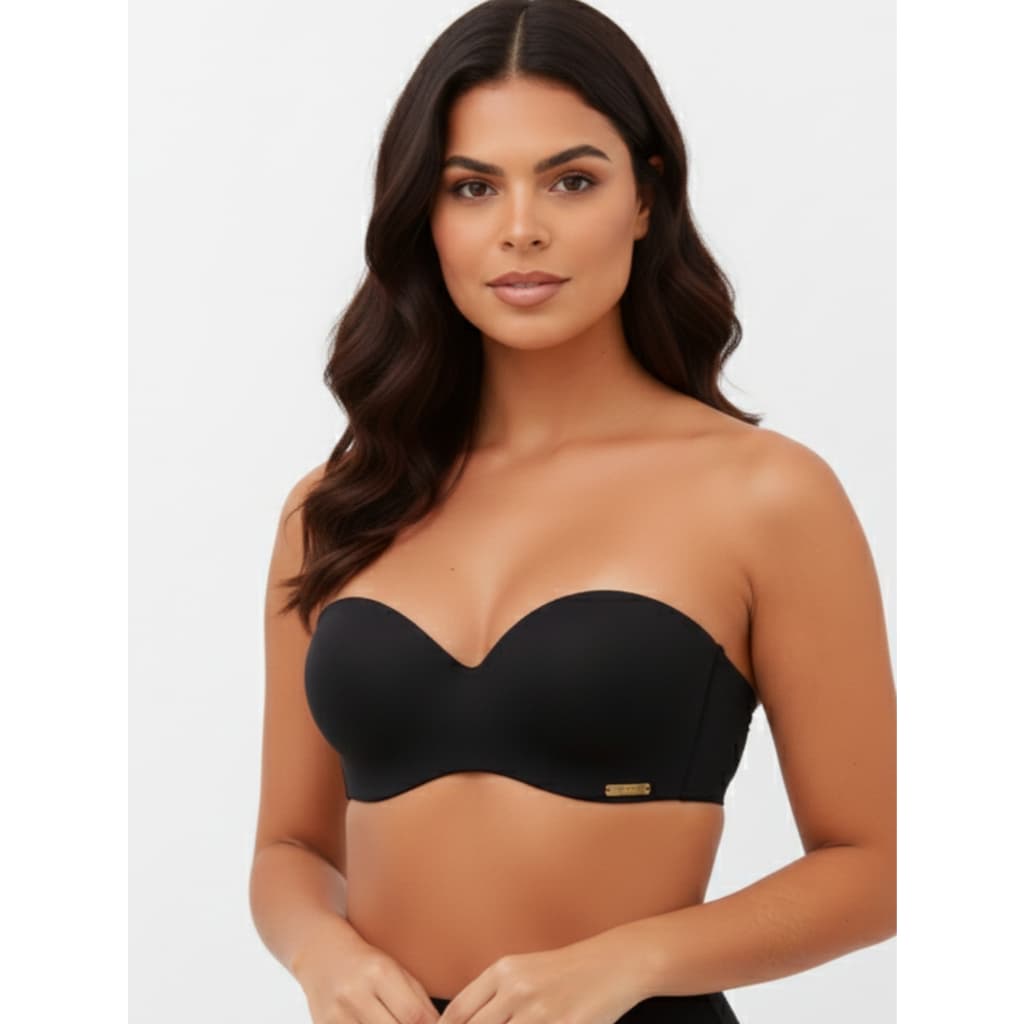 Sutiã Tomara que Caia Alças Removíveis com Bojo Efeito Silicone Ajustável Fecho triplo Top Poliamida