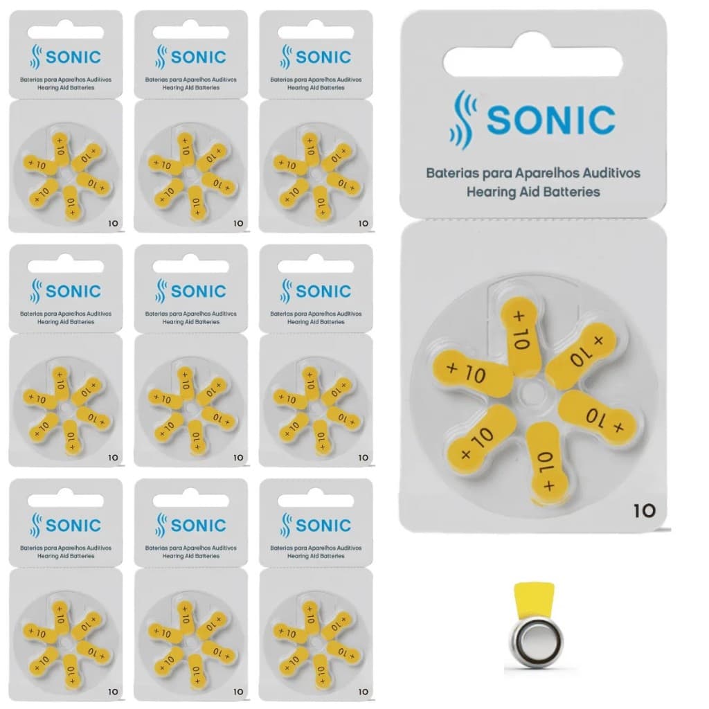 Pilha auditiva Tamanho 10 Sonic - 10 Cartelas