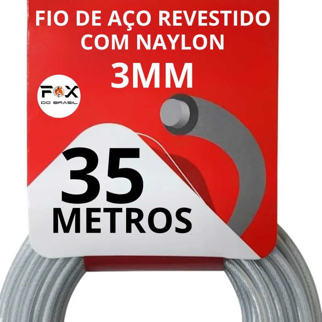 FIO DE AÇO REVESTIDO COM NAYLON 3MM - PARA ROÇADEIRA STIHL E OUTRAS MARCAS. 5M , 10M, 15M, 25M e 35 METROS.