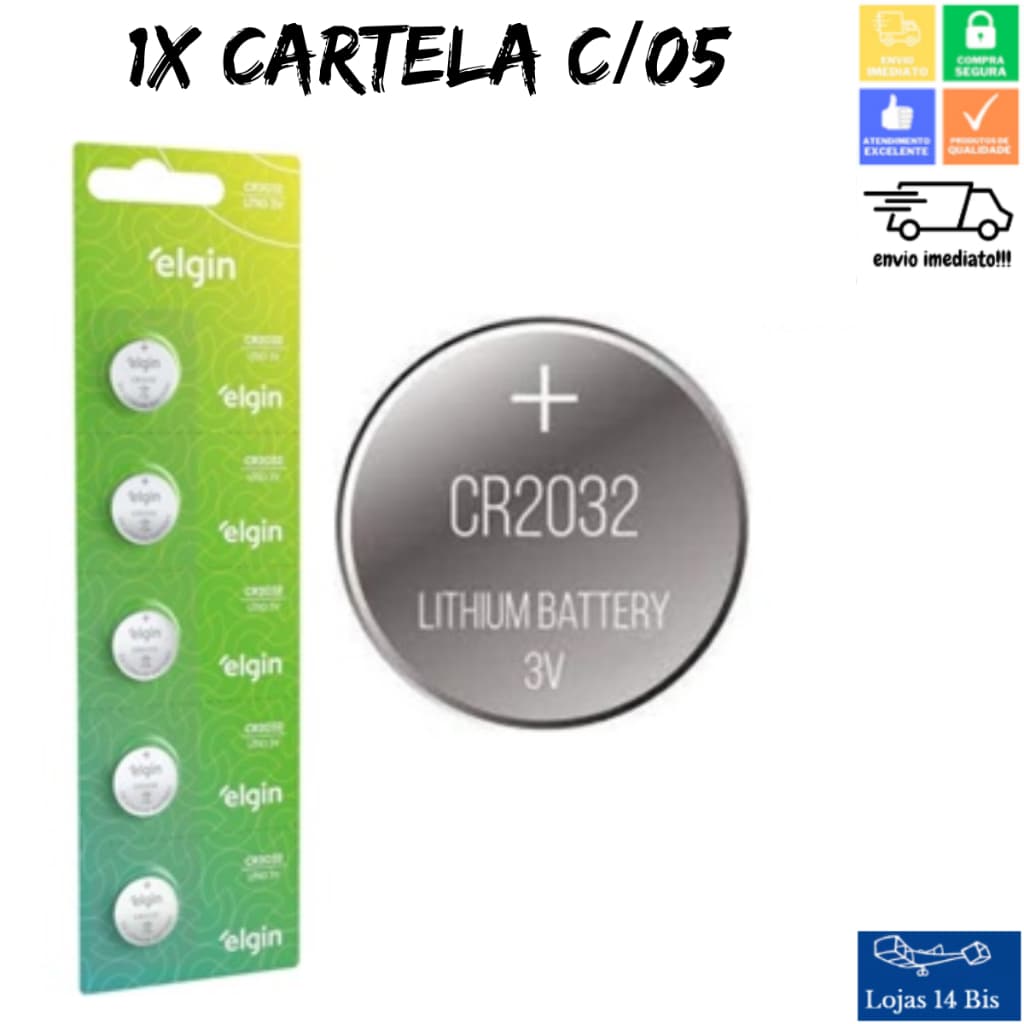 CR2032 Elgin Cartela c/ 5 Unidades